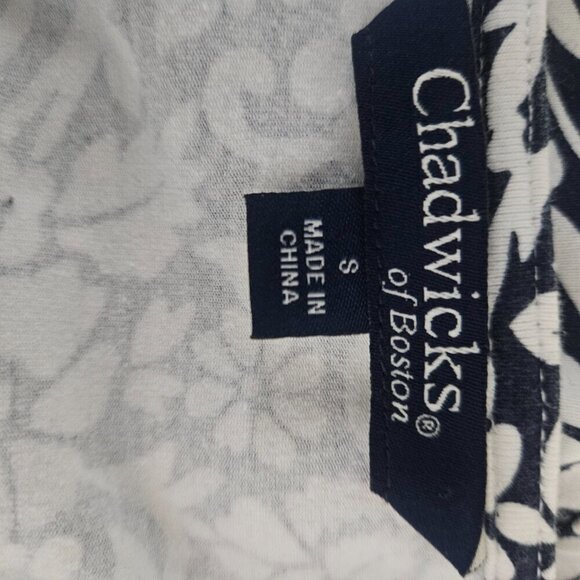 Chadwicks of Boston Navy White Floral Fit Flare Sleeveless S Dress - Picture 4 of 6